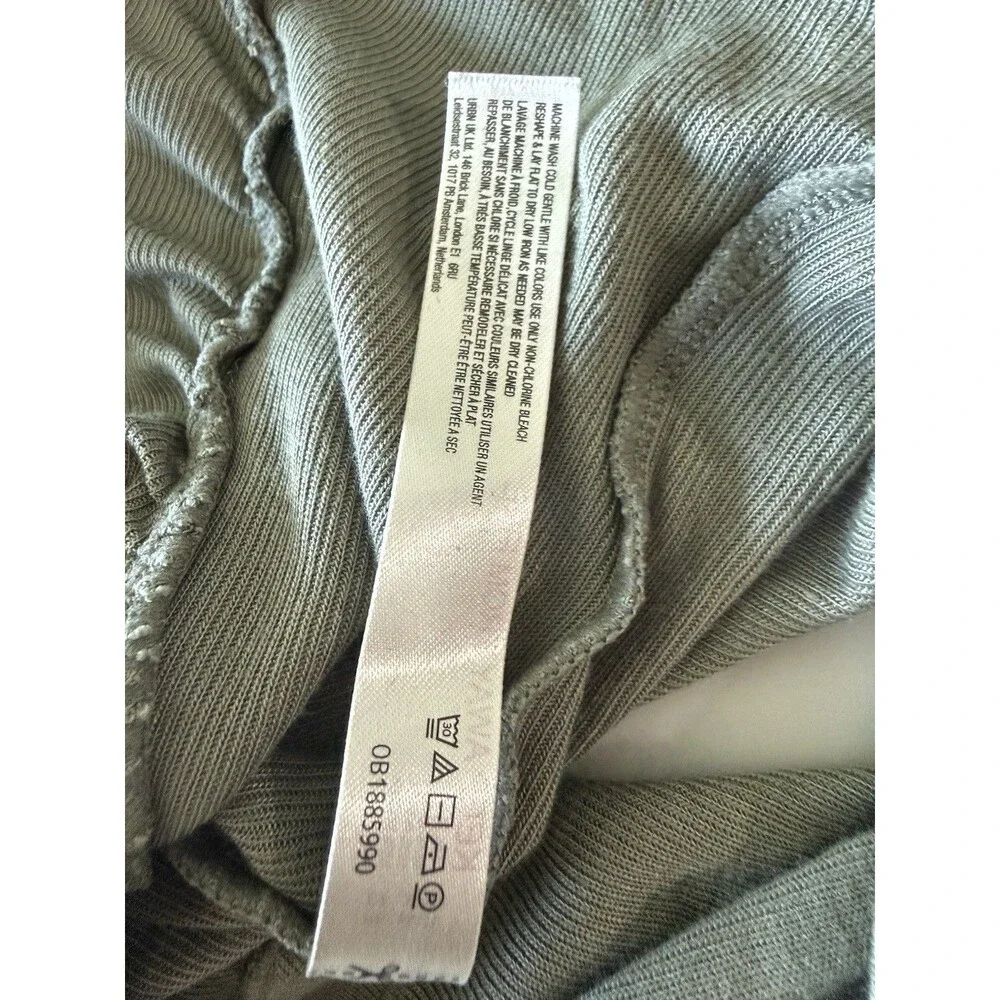 Free People Womens Large Sage Green Ruched Boat Neck Long Sleeve Top